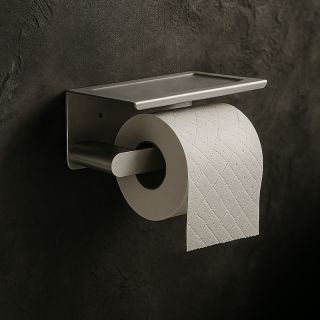 Держатель для туалетной бумаги с полочкой Knotlor PH102BS, сатин